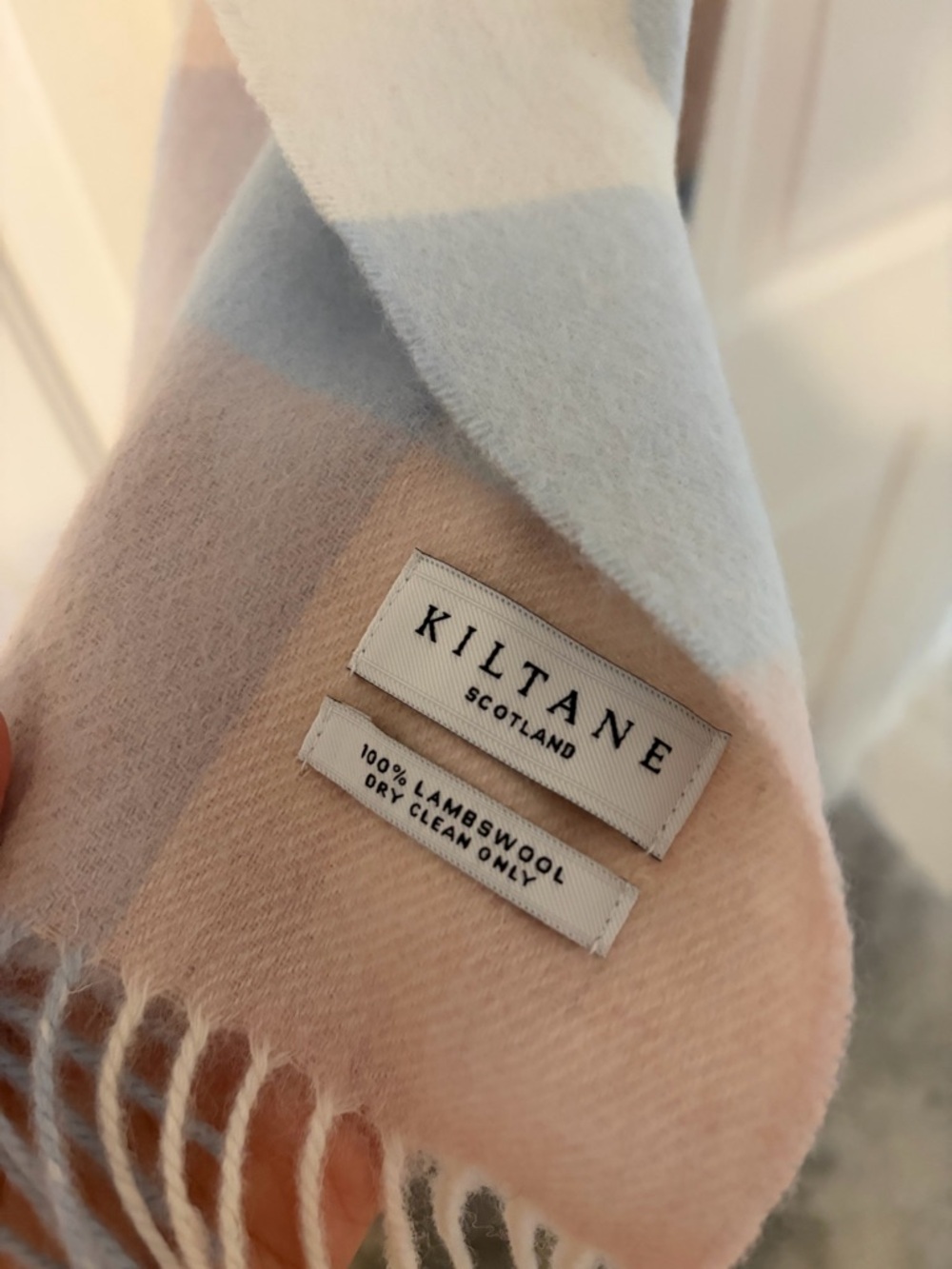 Pastel Pink & Light Blue Lambswool Scarf